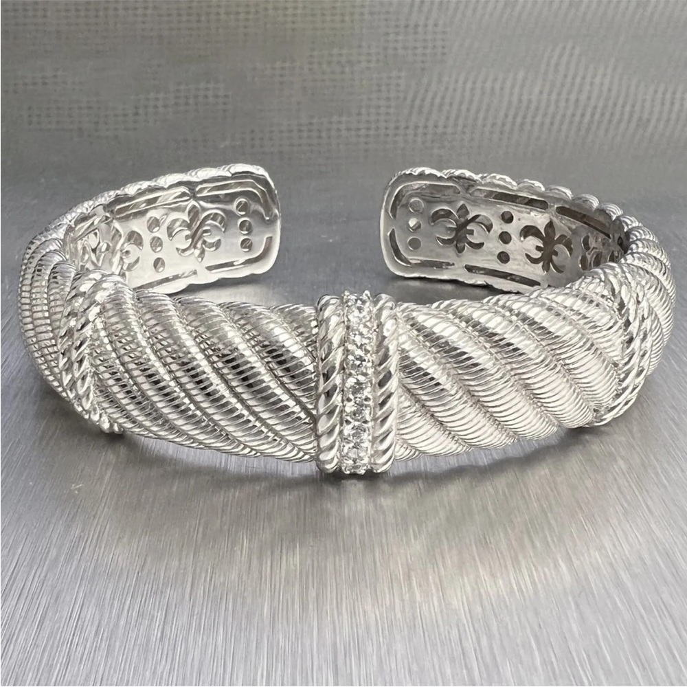Judith Ripka Solid Sterling Silver Hinged Bangle - image 2